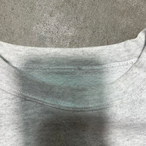 Vintage 90s Boston Crewneck Mens Large Grey Navy Blue Spellout Sweatshirt - Picture 3 of 5